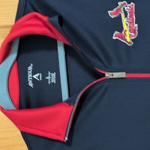 Antigua Women's Navy and Red St. Louis Cardinals Quarter-Zip Full Zipper